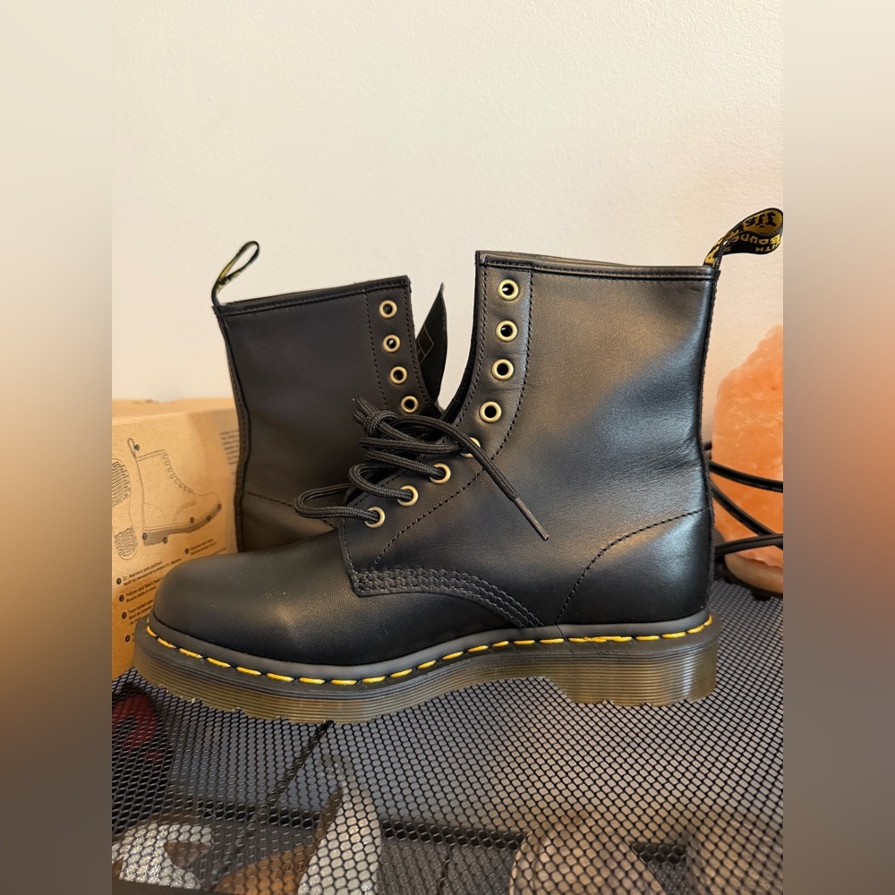 Dr. Martens Black Leather 1460 Vonda II Boots with Pink Floral Embroidery - Picture 11 of 11